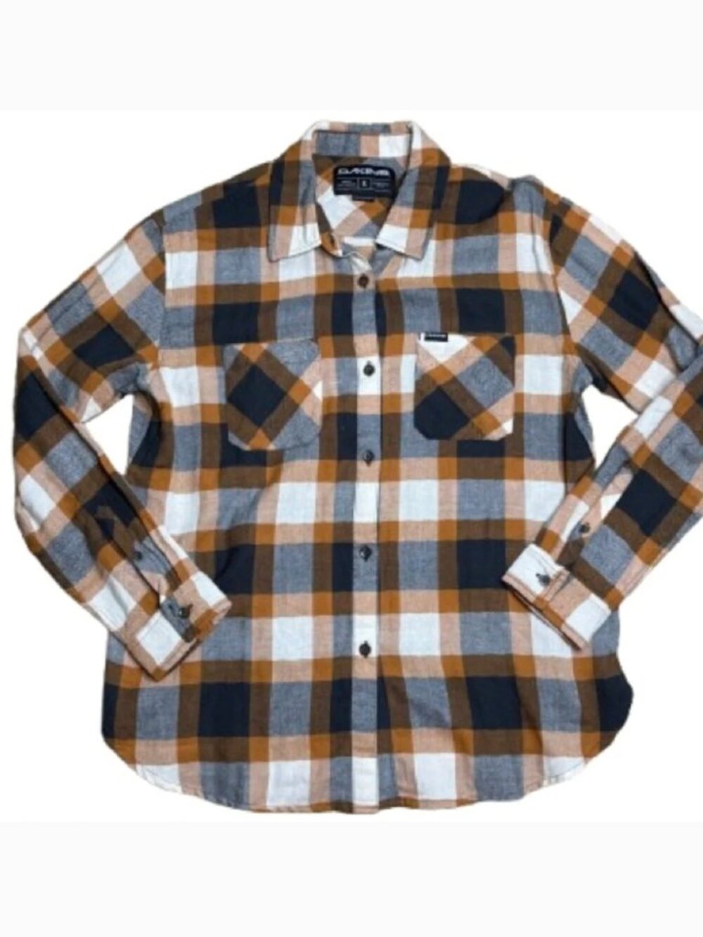 Dakine Women's Ellis Lightweight Long Sleeve Flannel Shirt Ginger Brown Cream S